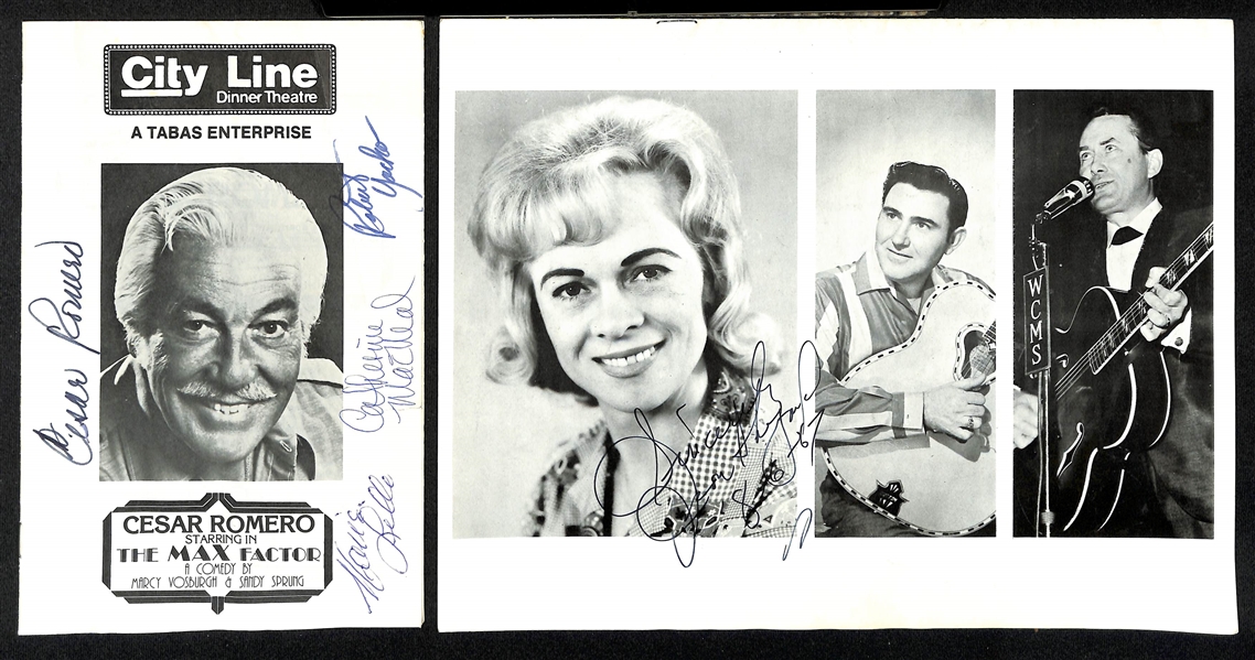 Lot of (13) Entertainment Signed Photos/Program &  (8x10 and smaller) w. Shirley Temple Cut Auto, Cesar Romero, + (JSA Auction Letter)
