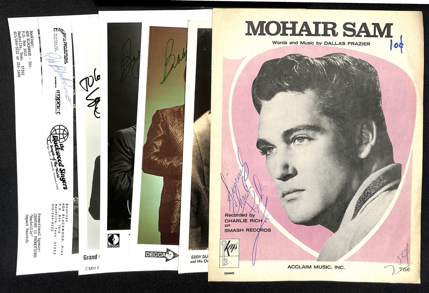 Lot of (7) Musician Signed Photos/Programs (8x10 & Smaller) w. Charlie Rich, + (JSA Auction Letter)
