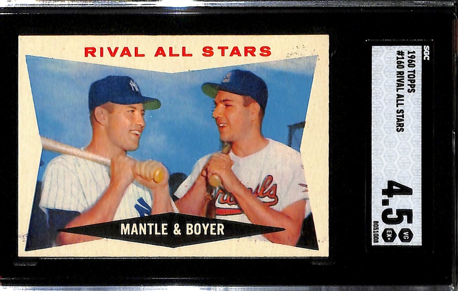 Mickey Mantle Graded Lot - 1965 Topps #134 SGC 7 (WS - Mantle's Clutch HR) & 1960 Topps #160 SGC 4.5 (Rival All Stars - Mantle & Boyer)