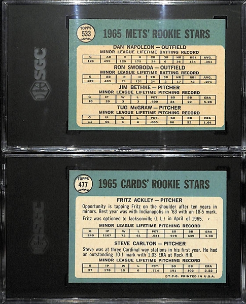 Graded Rookie Lot - 1965 Topps Steve Carlton #477 (SGC 6) & 1965 Topps Tug McGraw #533 (SGC 6.5)
