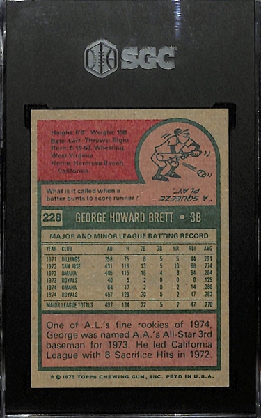 1975 Topps George Brett Rookie #228 Graded SGC 7 NM