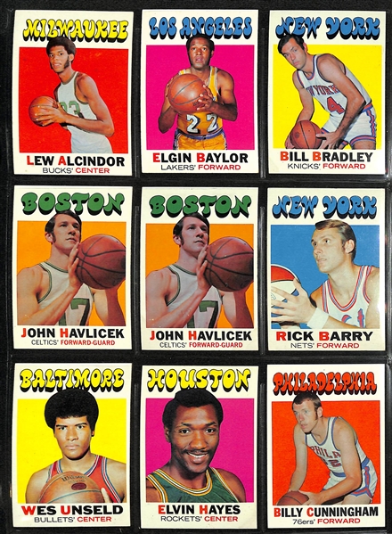 Lot of Approx. (200) 1971-1972 Topps Basketball w. Lew Alcindor + (33) 1971 Topps Hockey w. Gordie Howe