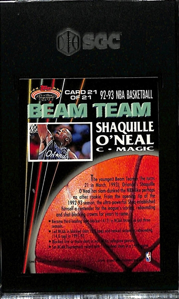 1992-93 Topps Stadium Club Shaquille O'Neal Beam Team Rookie Card #21 Graded SGC 8