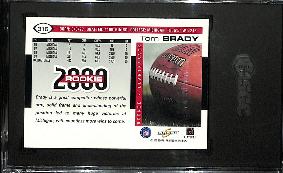 2000 Score Football Tom Brady Rookie Card #316 Graded SGC 8