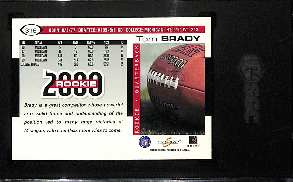 2000 Score Football Tom Brady Rookie Card #316 Graded SGC 8.5