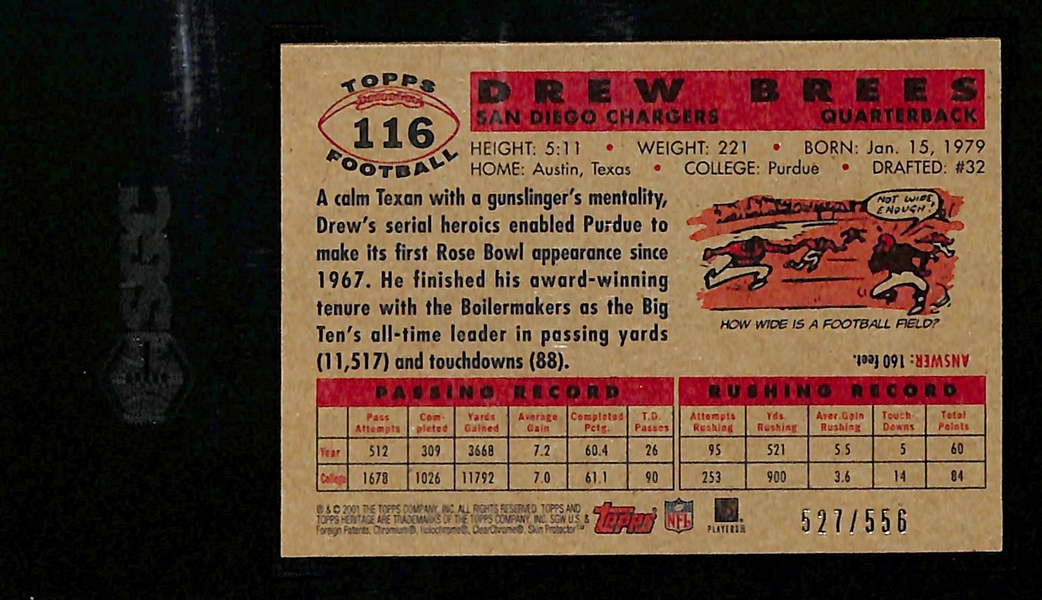 2001 Topps Heritage Drew Brees #116 Rookie Card Chrome Retrofractor Version #ed 527/556 (SGC 8.5)