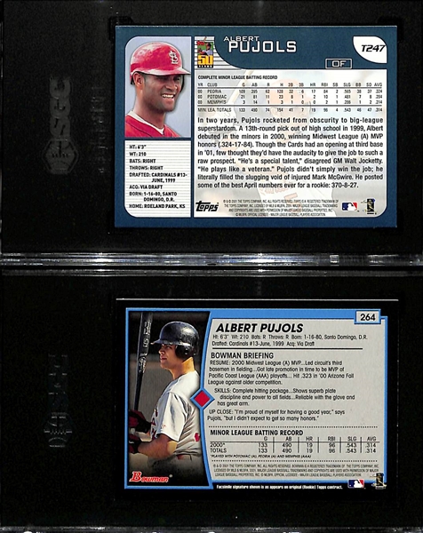 2001 Albert Pujols Graded Rookie Lot - Topps Traded #T247 (SGC 9) and Bowman #264 (SGC 8)