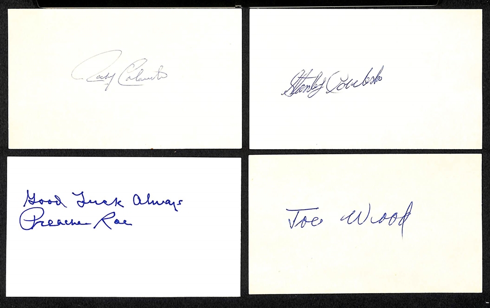 Lot of (200+) Signed Vintage Index Cards w. Rocky Colavito, Stanley Covaleski, Preacher Roe, + (JSA Auction Letter)