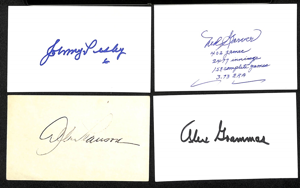 Lot of (200+) Signed Vintage Index Cards w. Rocky Colavito, Stanley Covaleski, Preacher Roe, + (JSA Auction Letter)