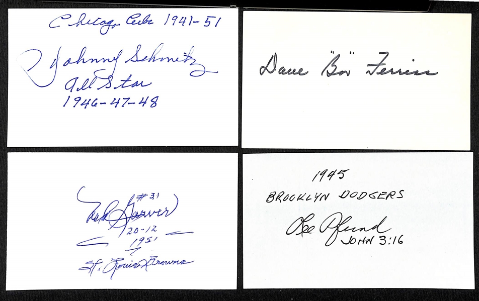 Lot of (180+) Signed Vintage Index Cards w. Duffy Lewis, Joe Wood, Minnie Minoso, Johnny Mize, + (JSA Auction Letter)