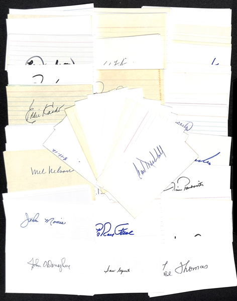 Lot of (160+) Signed Vintage Index Cards w. Carl Hubbell, Duke Snider, Ted Kluszewski, + (JSA Auction Letter)