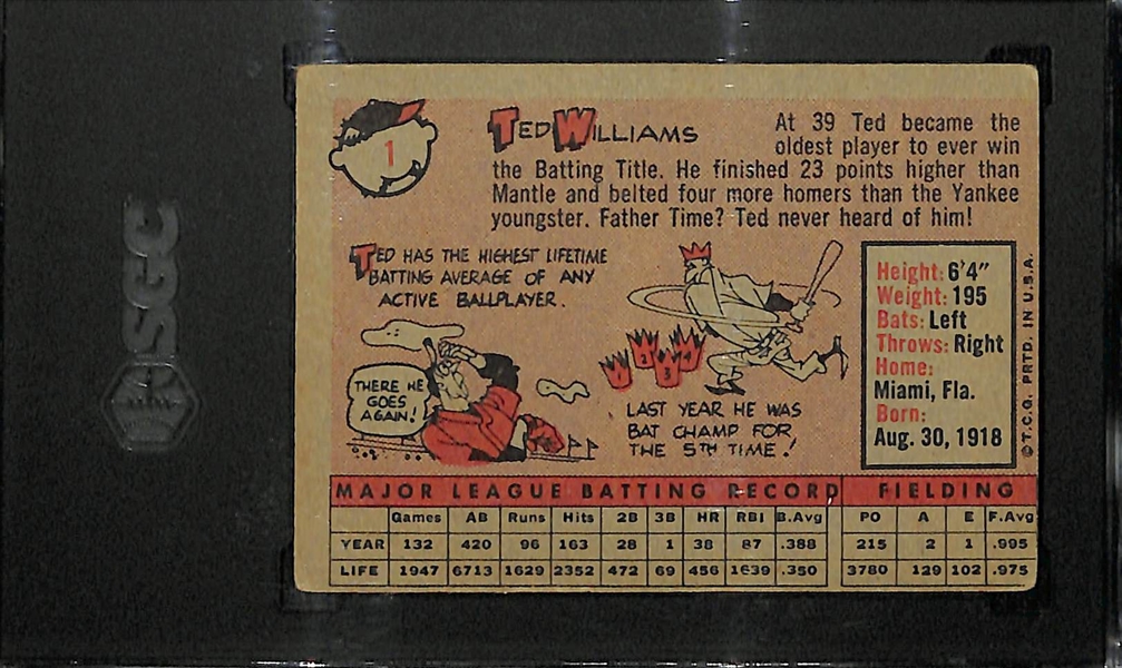 1958 Topps Ted Williams #1 Graded SGC 1.5