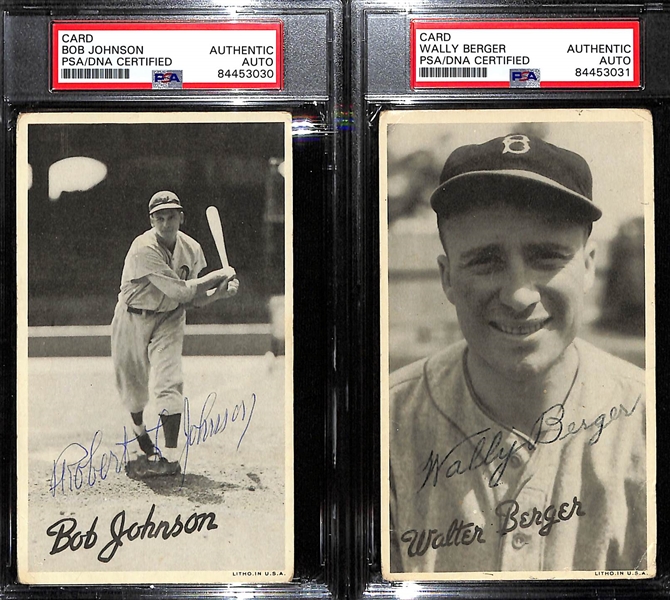 (2) Signed 1936 Goudey Wide Pen R314 Cards - Bob Johnson & Wally Berger