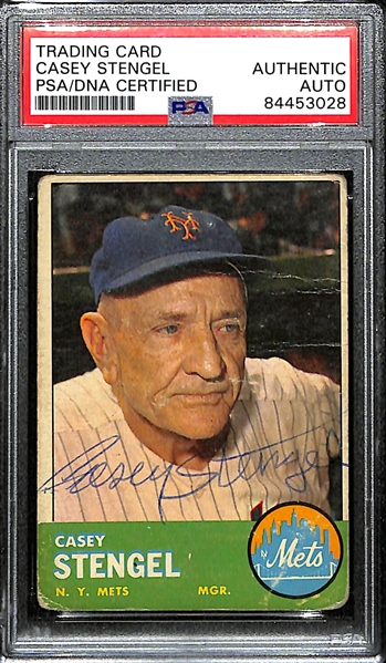 1963 Topps Casey Stengel Signed Baseball Card (PSA/DNA Slabbed) - Mets Manager Card #233