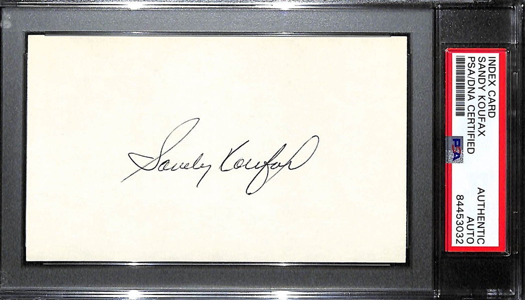 Sandy Koufax Signed 3x5 Index Card - PSA/DNA Slabbed