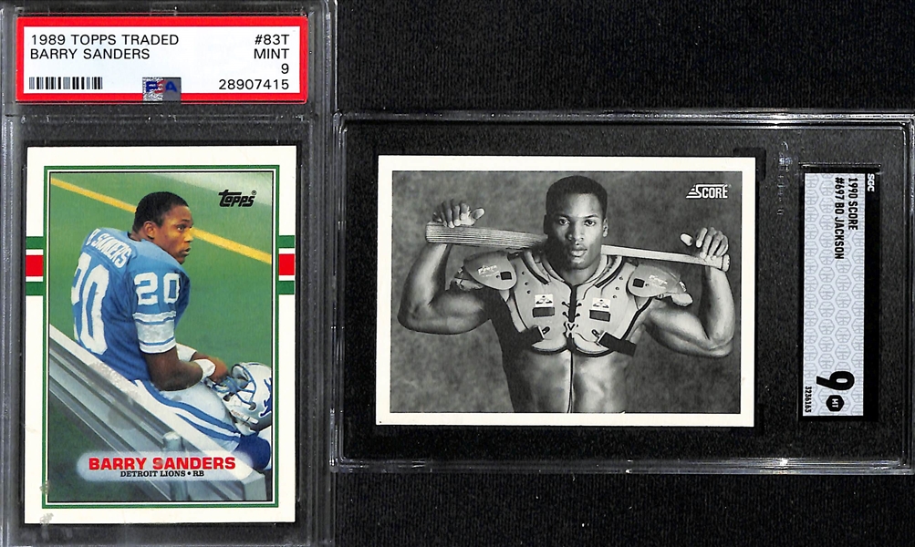 Lot of (11) Graded and Ungraded Football Rookies w. Howie Long, Barry Sanders, Bo Jackson and Others