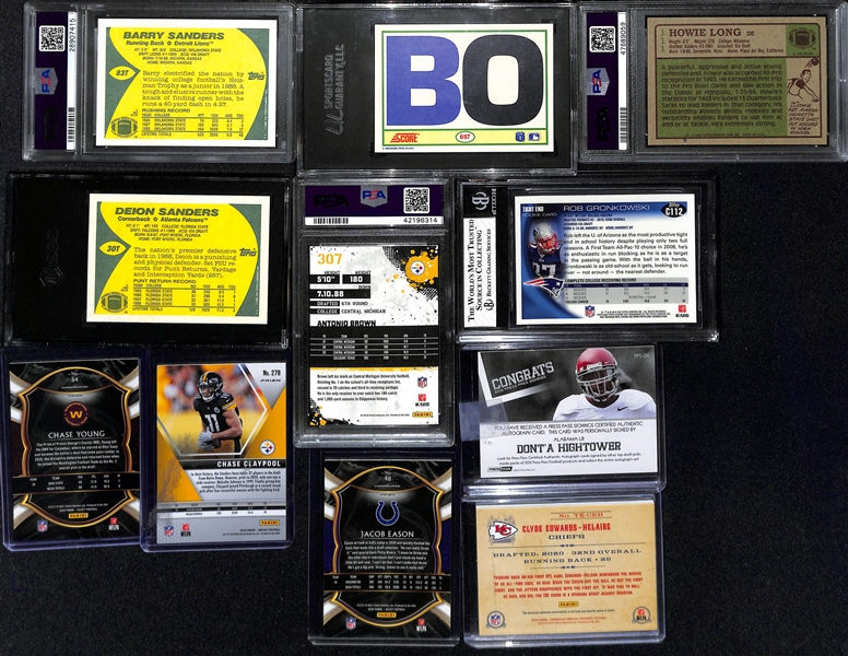 Lot of (11) Graded and Ungraded Football Rookies w. Howie Long, Barry Sanders, Bo Jackson and Others