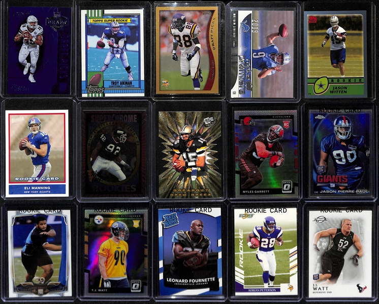 Lot of (240+) Football Mostly Rookies w. Dak Prescott, Troy Aikman, Eli Manning, Drew Brees, and Many More