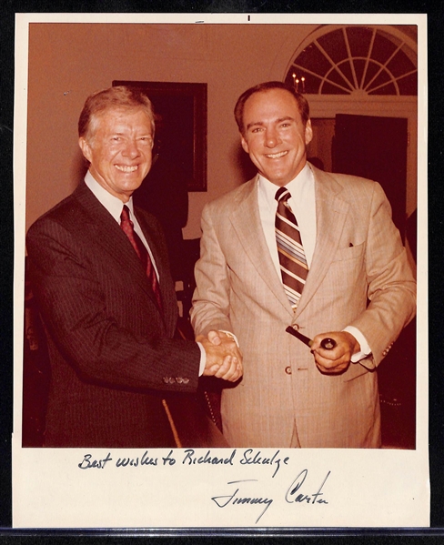 8x10 Photo of Jimmy Carter & Dick Schulze Signed by Jimmy Carter (JSA Auction Letter)