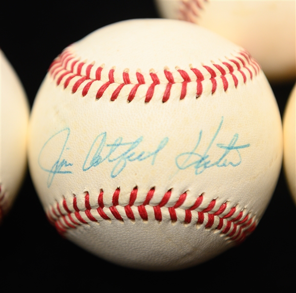 (5) Signed Baseballs From the Dick Schulze Collection - Palmer, Hunter, Roberts, T. John, & Multi-Signed (Brett, B. Robinson, Doerr, Feller) w. JSA Auction Letter