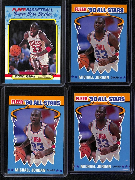 Lot of (40+) Michael Jordan Cards w. (2) 1987-88 Fleer Stickers