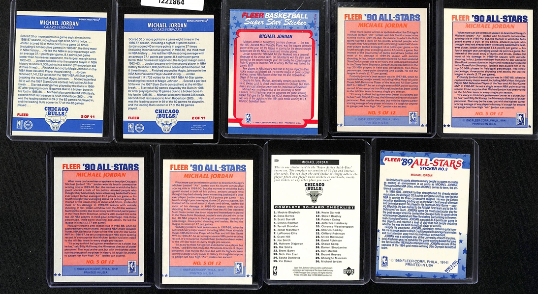 Lot of (40+) Michael Jordan Cards w. (2) 1987-88 Fleer Stickers