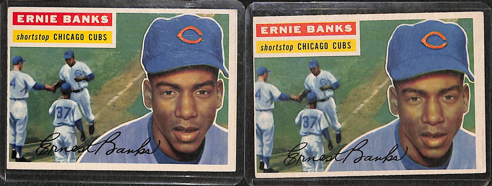 Lot of (5) 1956 Topps Cards w. (2) Ernie Banks