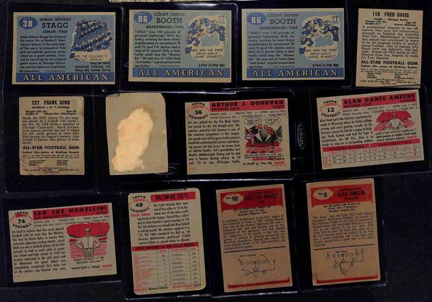 Lot of (16) Football Cards from 1949-1956 - Topps/Leaf/Bowman/Wheaties w. 1955 Topps Amos Alonzo Stagg
