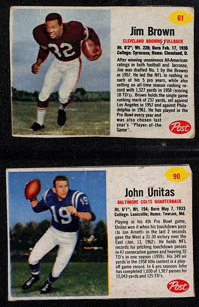 Lot of (90) 1962 Post Football Cards w. Jim Brown