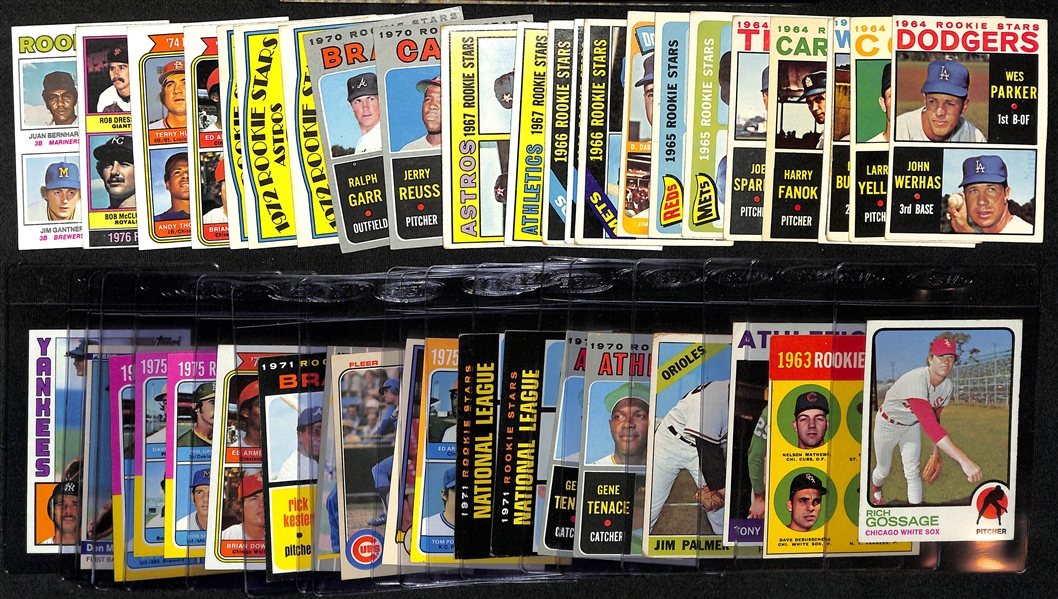 Lot of (40) 1963-1989 Baseball Rookie Cards w. 1973 Goose Gossage Rookie Card