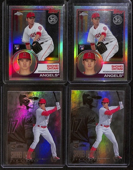 Lot of (17) Shohei Ohtani Baseball Cards w. (9) Rookies w. (2) 2018 Topps Chrome Refractor