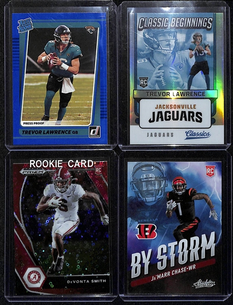 (26) 2021 Football Rookie Cards w. (3) Trevor Lawrence, (15) Ja'Marr Chase, Davis Mills & Brevin Jordan Autograph Rookies!