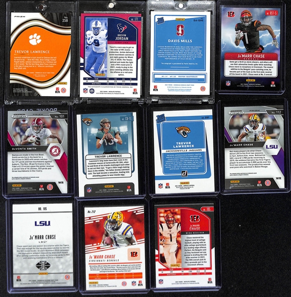 (26) 2021 Football Rookie Cards w. (3) Trevor Lawrence, (15) Ja'Marr Chase, Davis Mills & Brevin Jordan Autograph Rookies!