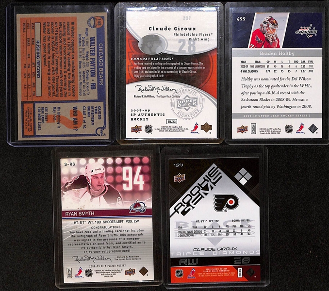 Lot of (5) Sportscards w. 1976 Walter Payton Rookie and Claude Giroux SP Authentic Rookie Autograph #d /999