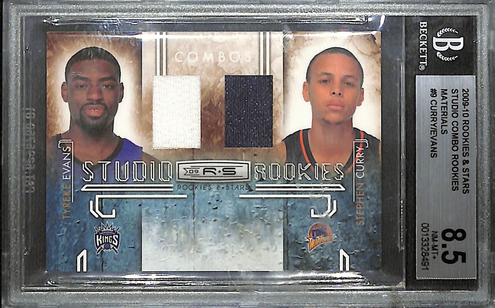 2009-10 Rookies and Stars Studio Combo Rookie Materials Stephen Curry and Tyreke Evans #d /299 Graded BGS 8.5