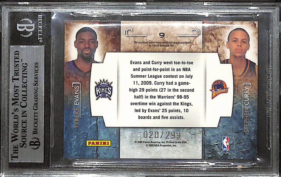 2009-10 Rookies and Stars Studio Combo Rookie Materials Stephen Curry and Tyreke Evans #d /299 Graded BGS 8.5