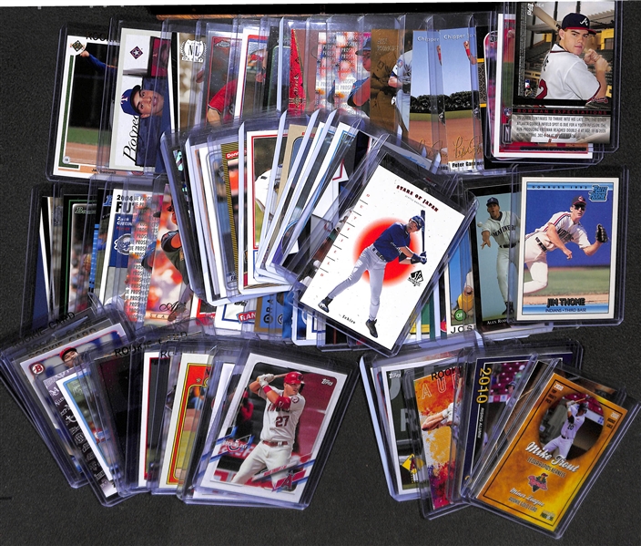 Lot of (65+) Baseball Rookies and Stars lot w. (20+) Mike Trout Cards and Sandberg, Boggs, Ohtani Rookies and More