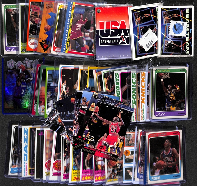 Lot of (70+) 1970s-90s Basketball Cards w. Dennis Rodman and Larry Bird Rookies, Jordan Mr. June set and More!