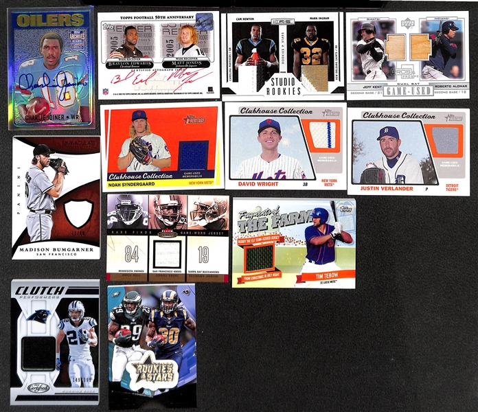 Lot of (30+) Modern Football and Baseball Autograph and Patch Inserts w. Barry Sanders, Noah Syndergaard, Tim Tebow, and Others