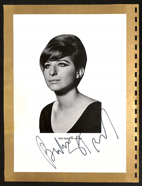 Barbara Streisand Signed 8.5x11 Friars Club Program Page (JSA Auction Letter)