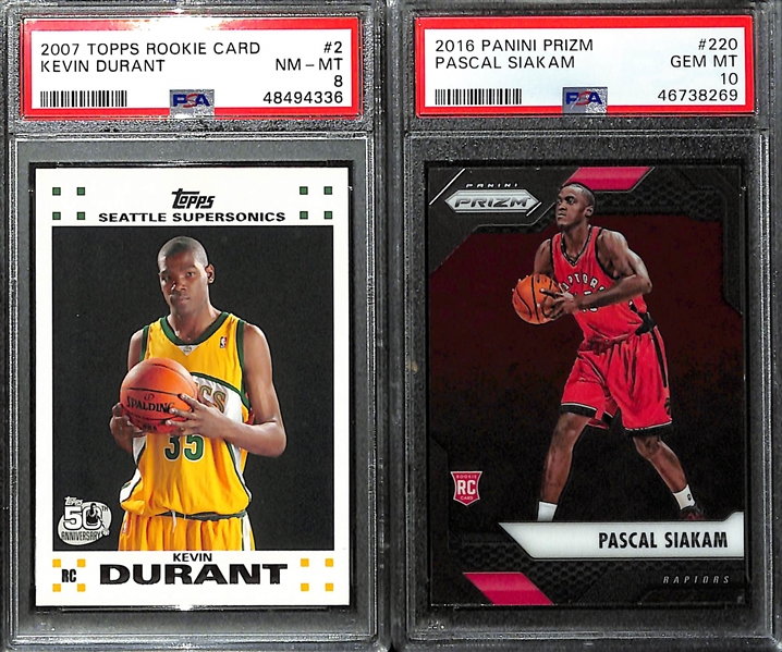 Rookie Basketball Lot - Wade (Topps PSA 9), Durant (Topps PSA 8), Siakam (Prizm PSA 10), Shau G-A (Optic PSA 10), +