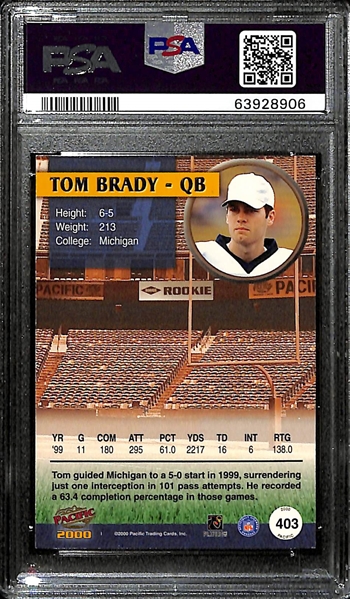 2000 Pacific Tom Brady #403 Draft Picks #ed/999 Graded PSA 6