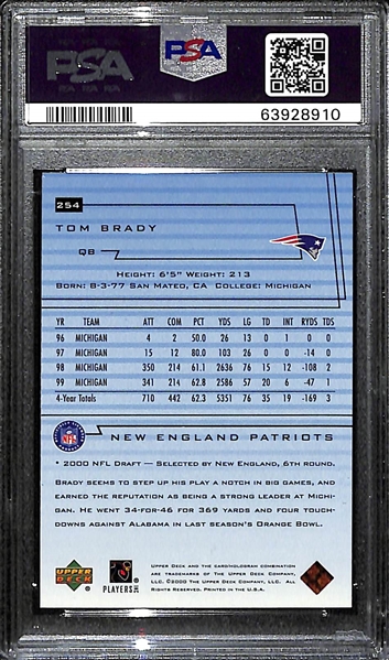 2000 Upper Deck Tom Brady #254 Rookie Card Graded PSA 6