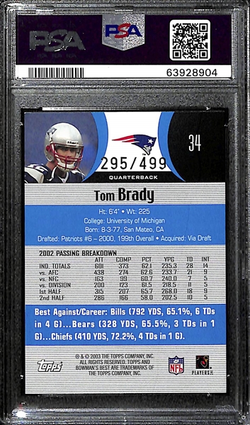 2003 Bowman's Best Tom Brady #34 - Blue Version #ed/499 PSA 7