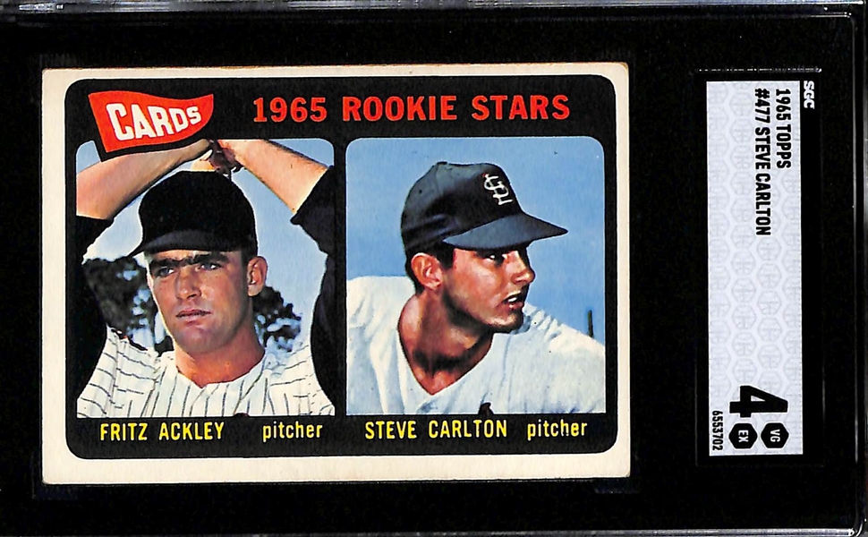 1965 Topps Steve Carlton #477 Rookie Card (Cardinals Rookie Stars) Graded SGC 4 VG-EX