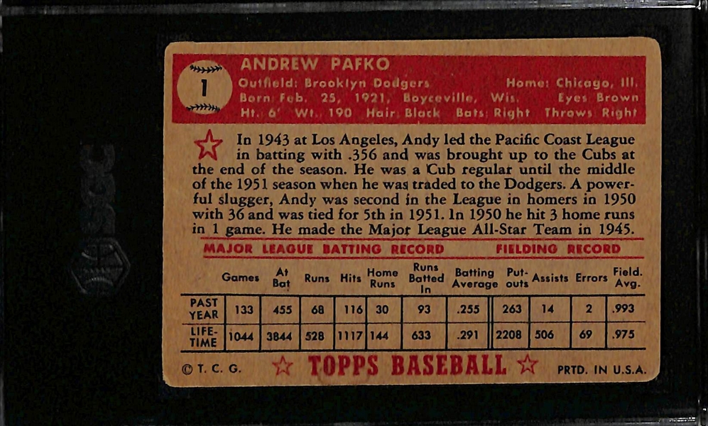 1952 Topps Andy Pafko (Card #1 in the Set!) Graded SGC 2 GD