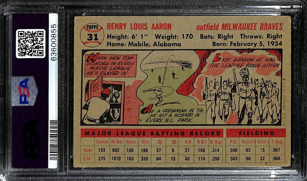1956 Topps Hank Aaron #31 Graded PSA 4 VG-EX