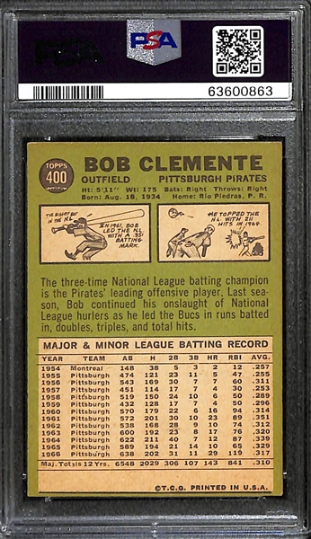 1967 Topps Roberto Bob Clemente #400 Graded PSA 4 VG-EX