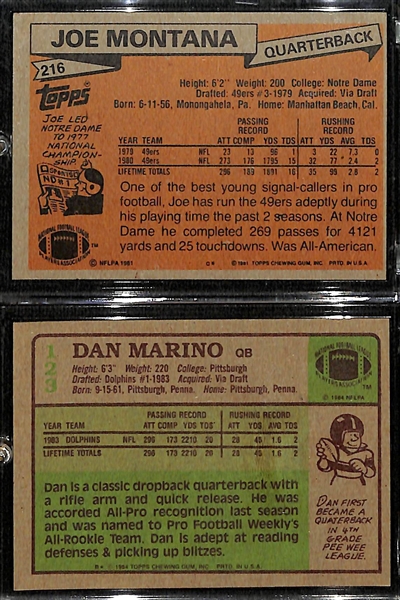 1981 Topps Joe Montana & 1984 Topps Dan Marino Rookie Cards