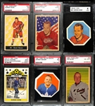 Lot of (6) Mostly 1960s Graded Hockey Cards w. Gordie Howe